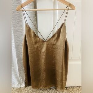 Free People Intimately Bronze Satin Cami Draped Open Back Tank XL